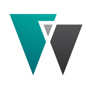 İran Yeşil ve Siyah Harf W Simgesi Beyaz Arkaplan Üçgenleri