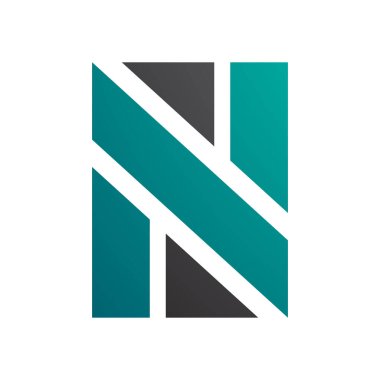 İran Yeşil ve Siyah Dikdörtgen Şekillendirilmiş Beyaz Arkaplan üzerindeki N Simgesi