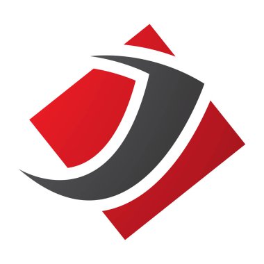 Kırmızı ve Siyah Elmas Meydanı Beyaz Arkaplanda J Simgesi