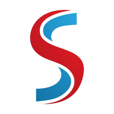 Beyaz Arkaplanda Kırmızı ve Mavi Çarpık Harfli S Simgesi