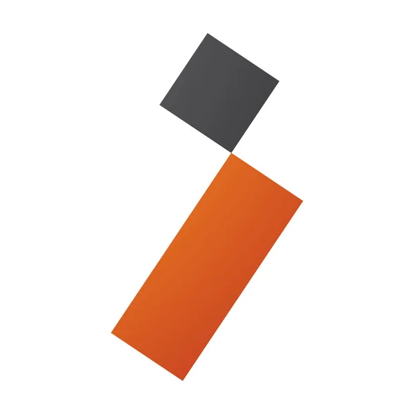 Orange Black Letter Icon Square Rectangle White Background — Stock Vector