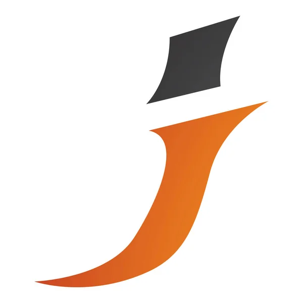 Πορτοκαλί Και Μαύρο Spiky Italic Letter Εικονίδιο Λευκό Φόντο — Διανυσματικό Αρχείο