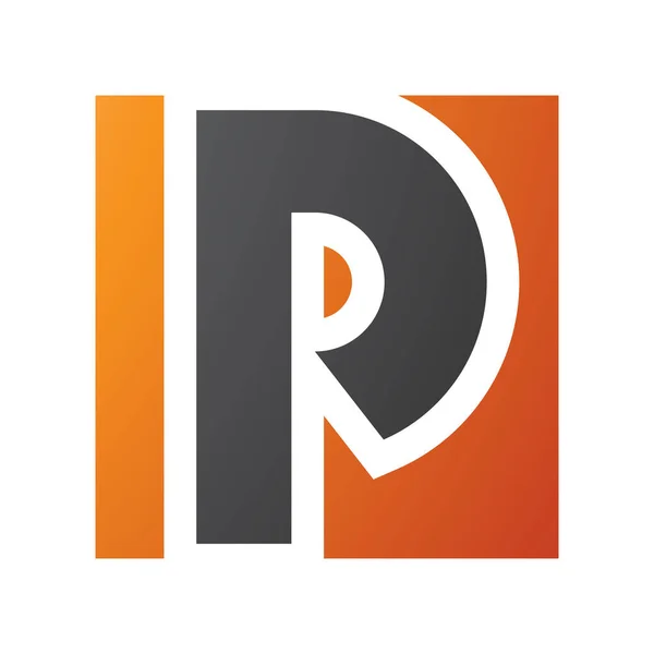 Orange Black Square Letter Icon White Background — Stock Vector