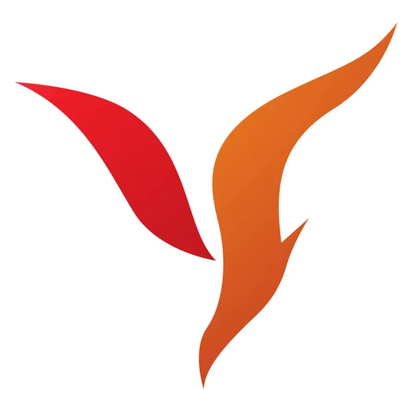Πορτοκαλί Και Κόκκινο Καταδύσεις Bird Σχηματοποιημένο Γράμμα Εικονίδιο Λευκό Φόντο — Διανυσματικό Αρχείο