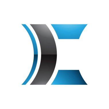 Beyaz Arkaplanda Siyah ve Mavi Işıltılı Lens Şekillendirilmiş C harfi Simgesi