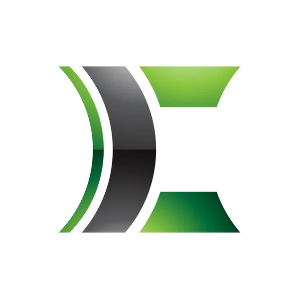 Schwarz Grünes Glossy Linse Shaped Letter Icon Auf Weißem Hintergrund — Stockvektor