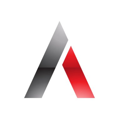 Siyah ve Kırmızı Parlak Trapezyum Beyaz Arkaplanda Harf Simgesi