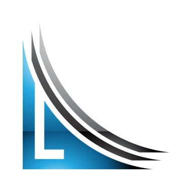 Beyaz Arkaplanda Katmanları Olan Mavi ve Siyah Parlak Harfli Liste Simgesi