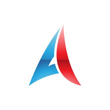 Mavi ve Kırmızı Parlak Kağıt Uçak Beyaz Arkaplanda Bir Simge