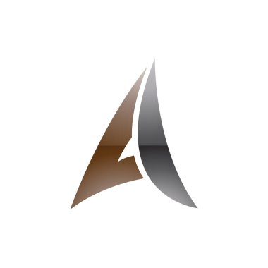 Kahverengi ve Siyah Parlak Kağıt Uçak Beyaz Arkaplanda Harf Simgesi