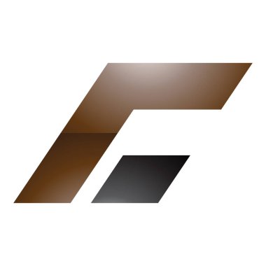 Beyaz Arkaplanda Kahverengi ve Siyah Parlak Dikdörtgen İtalik Harf C Simgesi