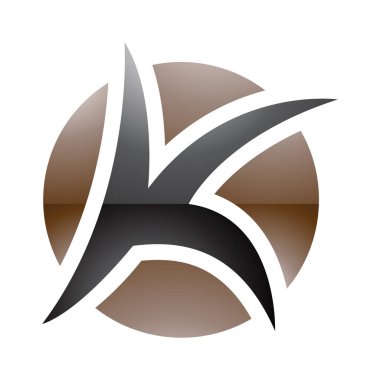 Beyaz Arkaplanda Kahverengi ve Siyah Parlak Sivri Harf K Simgesi