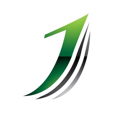 Beyaz Arkaplanda Yeşil ve Siyah Katmanlı Harf J Simgesi