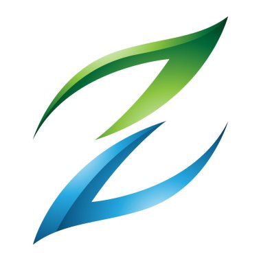 Beyaz Arkaplanda Yeşil ve Mavi Parlak Ateş Şekilli Z Simgesi