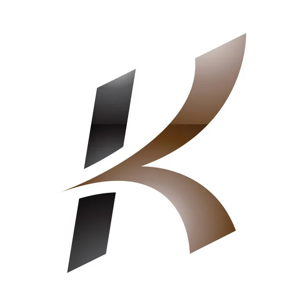 Braunes Und Schwarzes Kursives Buchstaben Symbol Pfeilform Auf Weißem Hintergrund — Stockvektor
