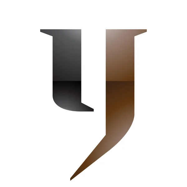 Braunes Und Schwarzes Kleinbuchstaben Symbol Auf Weißem Hintergrund — Stockvektor