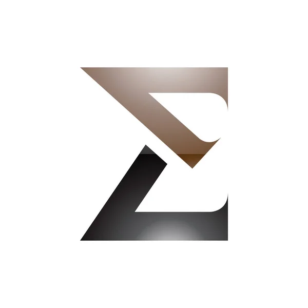 白色背景上的褐色和黑色锐利的优雅的字母E图标 — 图库矢量图片