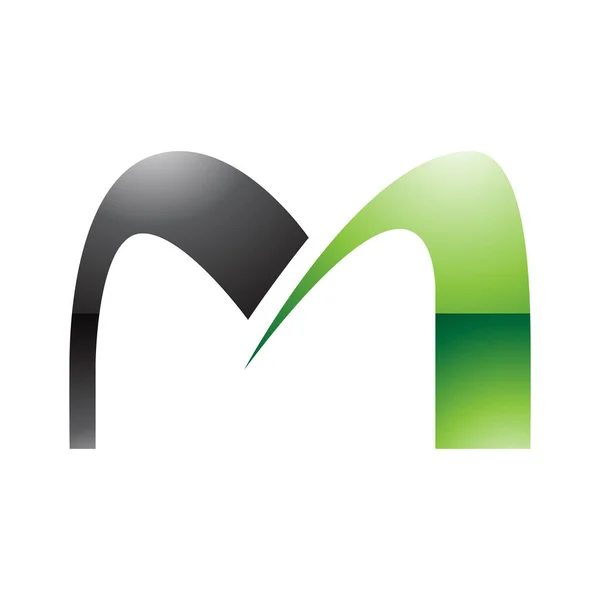 白色背景上的绿色和黑色光滑拱形字母M图标 — 图库矢量图片