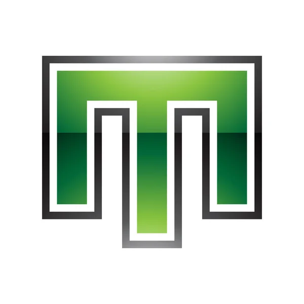 Икона Зеленое Черное Глянцевое Письмо Внешней Полосой Белом Фоне — стоковый вектор