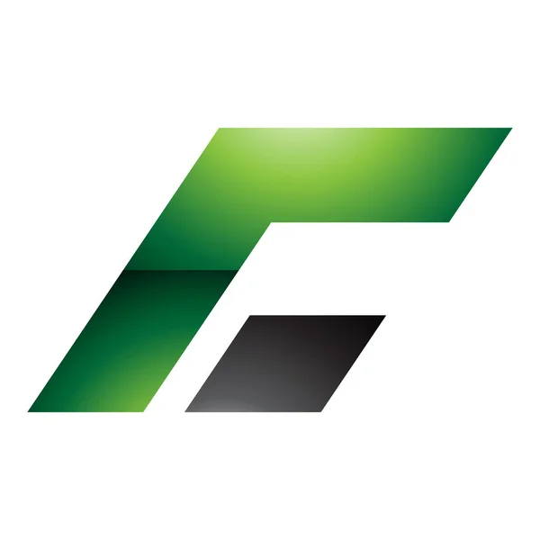 Grön Och Svart Glossy Rektangulär Italiensk Bokstav Ikonen Vit Bakgrund — Stock vektor