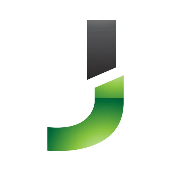 Πράσινο Και Μαύρο Γυαλιστερό Σπλιτ Σχήμα Γράμμα Εικονίδιο Λευκό Φόντο — Διανυσματικό Αρχείο