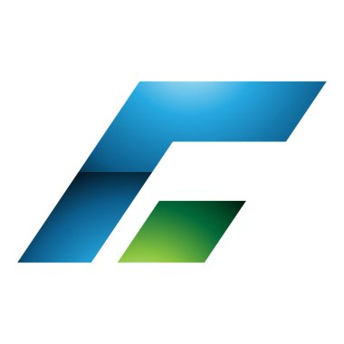 Beyaz Arkaplanda Yeşil ve Mavi Parlak Dikdörtgen İtalik Harf C Simgesi