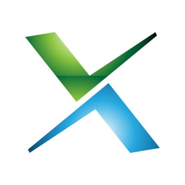 Beyaz Arkaplanda Yeşil ve Mavi Işıltılı Harf X Simgesi