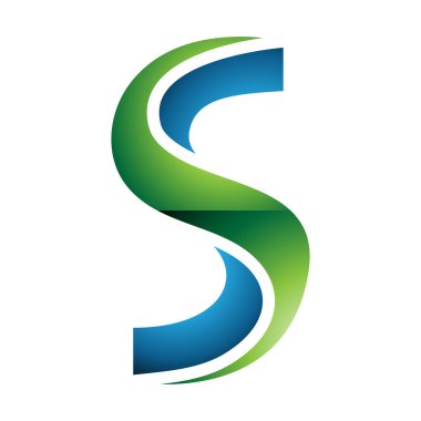 Beyaz Arkaplanda Yeşil ve Mavi Parlak Şekilli S Simgesi