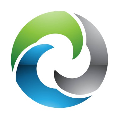 Yeşil ve Mavi Parlak Dalgalar Şekillendirilmiş Beyaz Arkaplanda O Simgesi