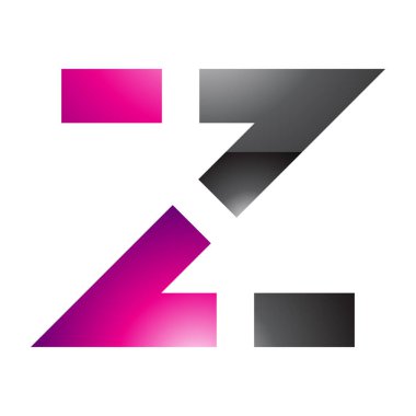 Beyaz Arkaplanda Magenta ve Siyah Noktalı Çizgi Şekillendirilmiş Z Harfi Simgesi