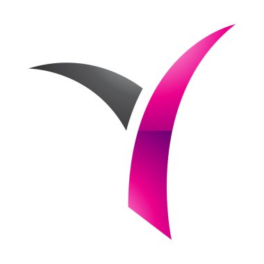Magenta ve Siyah Parlak Çimen Beyaz Arkaplanda Y harfi simgesi