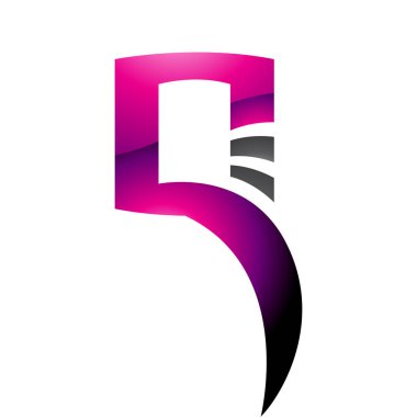Magenta ve Siyah Parlak Meydan Beyaz Arkaplanda Q Harfi Simgesi