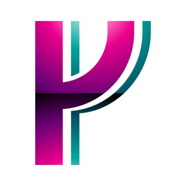 Beyaz Arkaplanda Magenta ve Yeşil Çizgili Harf Y Simgesi