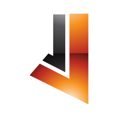 Beyaz Arkaplanda Düz Çizgileri Olan Turuncu ve Siyah Parlak Harfli J Simgesi