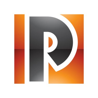 Turuncu ve Siyah Parlak Kare Beyaz Arkaplanda P Simgesi