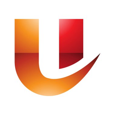 Beyaz Arkaplanda turuncu ve kırmızı parlak kıvrımlı U Simgesi