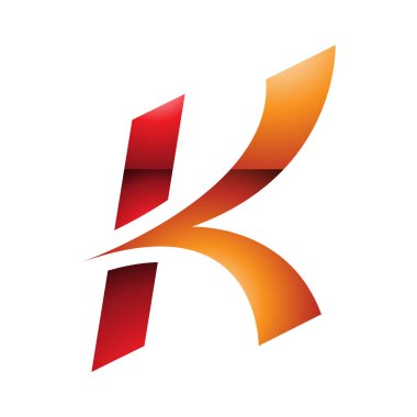 Beyaz Arkaplanda Turuncu ve Kırmızı Parlak İtalyan Oklu Harf K Simgesi