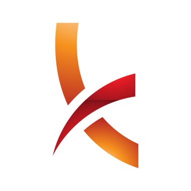 Turuncu ve Kırmızı Dikenli Parlak Küçük Harf K Simgesi Beyaz Arkaplanda