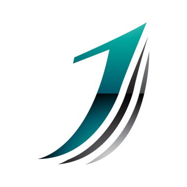 İran Yeşil ve Siyah Parlak Katmanlı Beyaz Arkaplanda J Simgesi