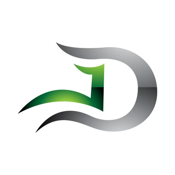 Иконка Серо Зеленой Буквы Волнистыми Кривыми Белом Фоне — стоковый вектор