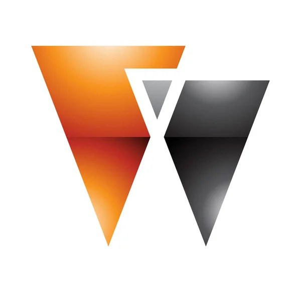 Оранжевое Черное Глянцевое Письмо Икона Треугольниками Белом Фоне — стоковый вектор