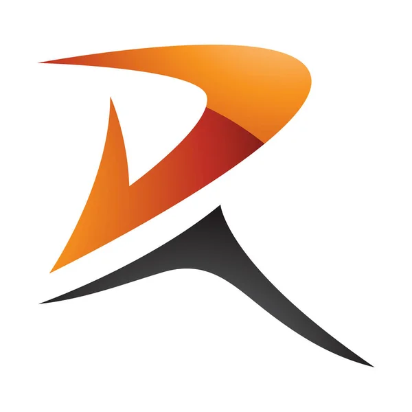Orangefarbenes Und Schwarzes Spitzes Buchstaben Symbol Auf Weißem Hintergrund — Stockvektor