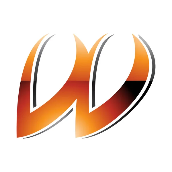 Orange Black Glossy Spiky Italic Shaped Letter Icon White Background — Stock Vector