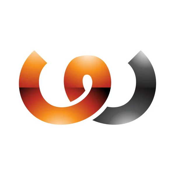 Orange Black Glossy Spring Shaped Letter Icon White Background — Stock Vector