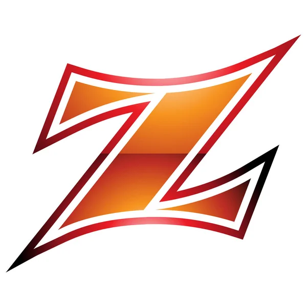 白色背景上橙色和红色光滑弧形字母Z图标 — 图库矢量图片