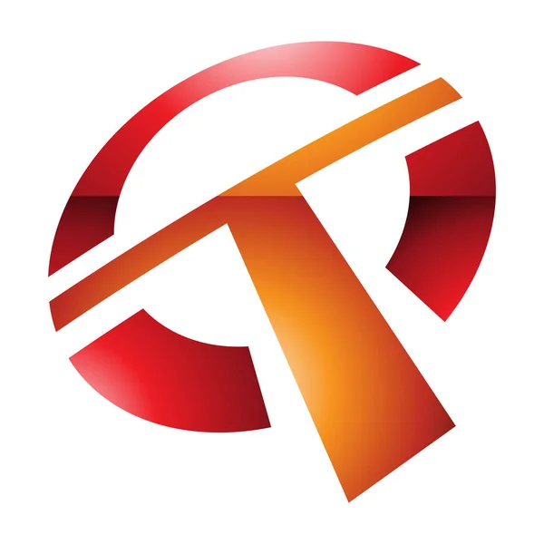 Orange Und Rot Glänzende Runde Buchstaben Symbol Auf Weißem Hintergrund — Stockvektor