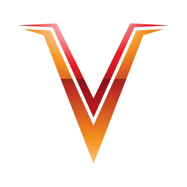 Oranžové Červené Lesklé Špičaté Tvarované Písmeno Ikona Bílém Pozadí — Stockový vektor