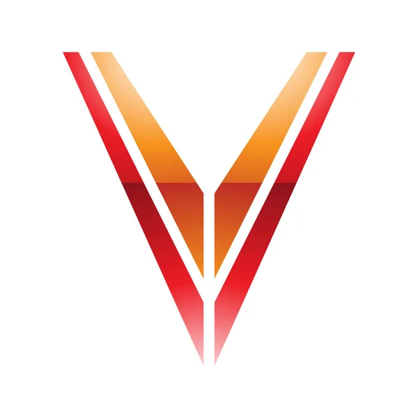 Oranžové Červené Lesklé Pruhované Písmeno Ikona Bílém Pozadí — Stockový vektor