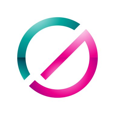 İran Yeşili ve Magenta İnce Yuvarlak Parlak G harfi Beyaz Arkaplan Simgesi