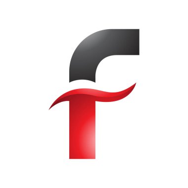 Kırmızı ve Siyah Parlak Harf F Simgesi Beyaz Arkaplanda Dikenli Dalgalar